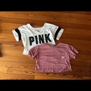 2 PINK cropped shirts
